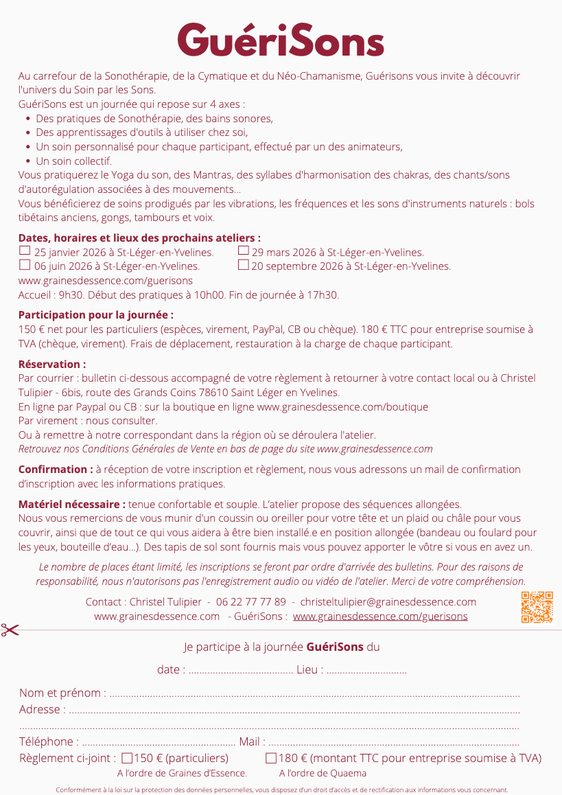 Atelier GuériSons 25 janvier 2026 -10h00 à Saint-Léger-en-Yvelines