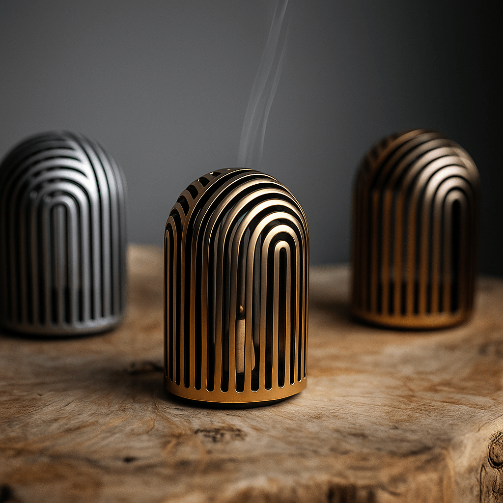 Japanese artisanal incense burner resting on natural stone — quiet elegance for your space.