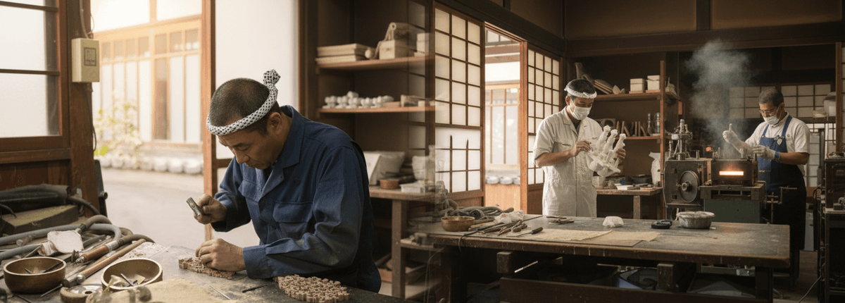 Burner sculpted in Japan using lost-wax casting, finished in soft patina brass.