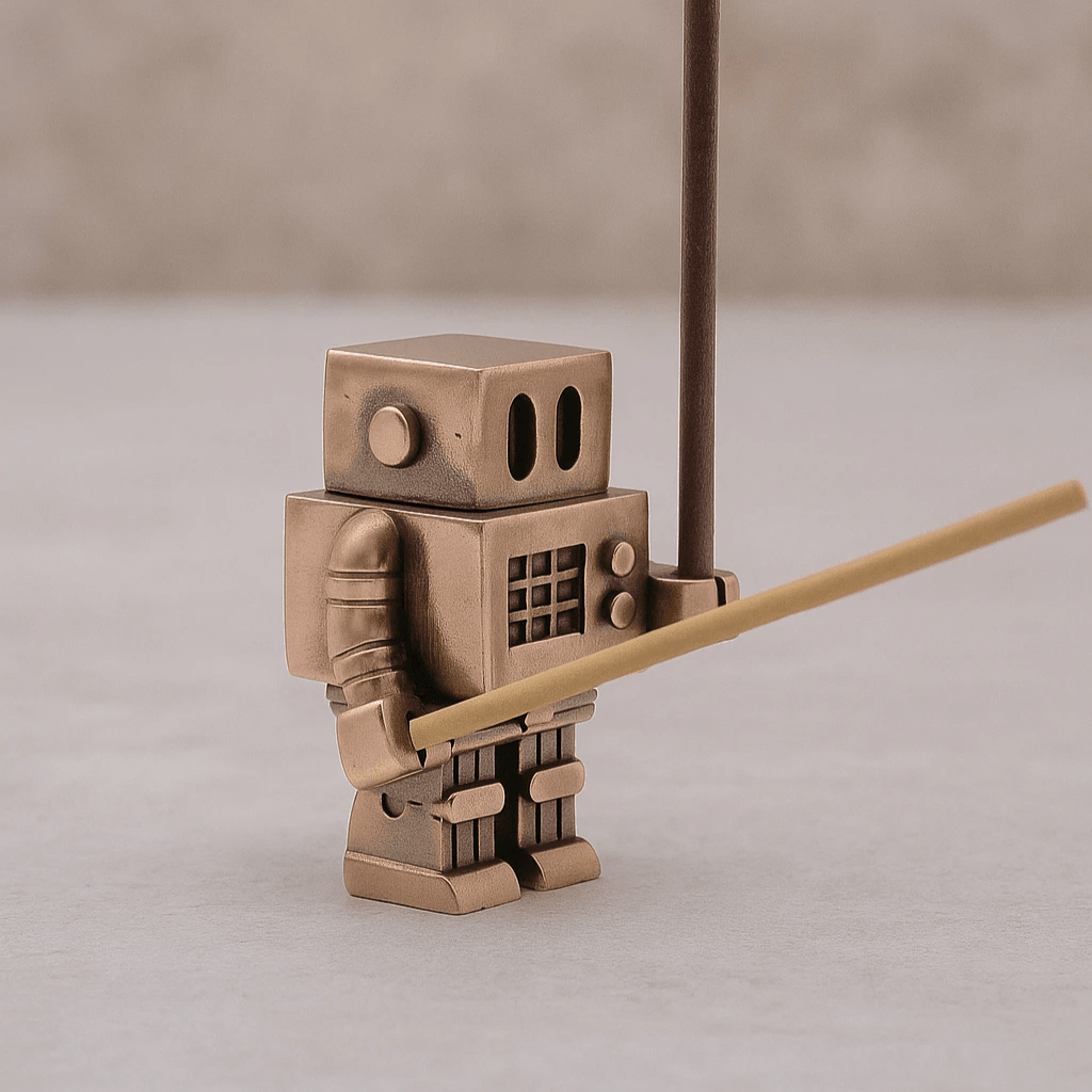 Artisan-made incense holder from Neoi, in aged bronze finish and wabi-sabi detail.