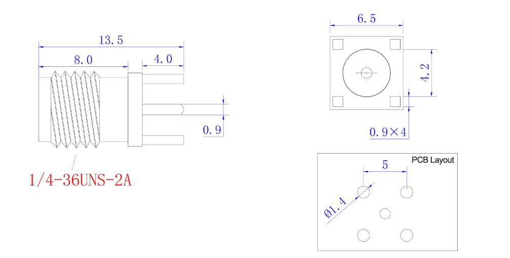 SMA PCB Connector Female