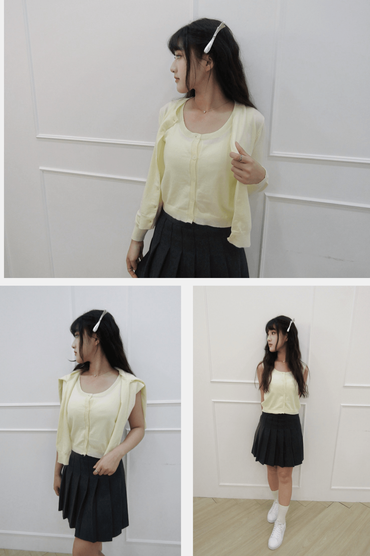 排釦針織兩件式上衣