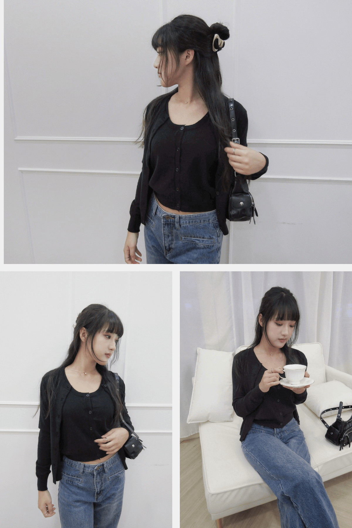 排釦針織兩件式上衣