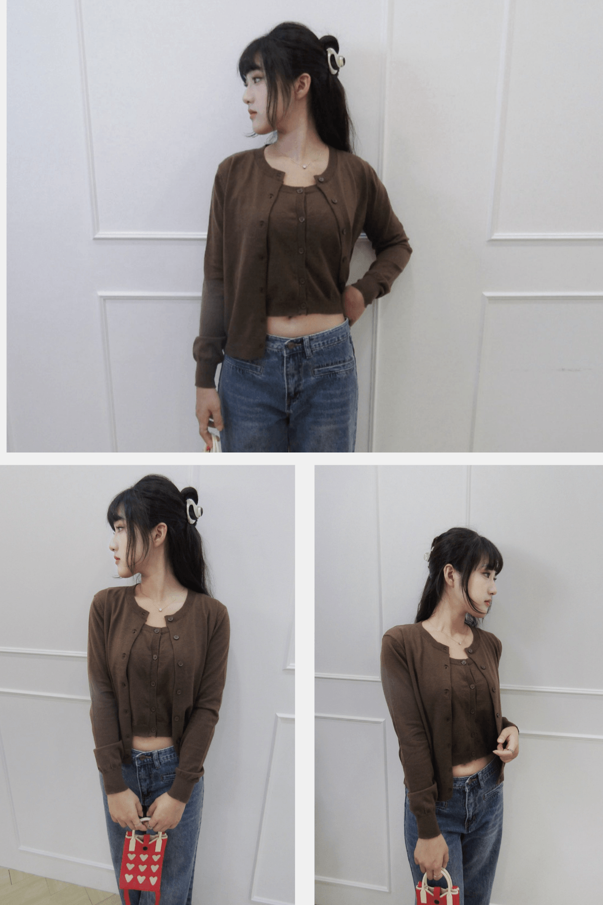 排釦針織兩件式上衣