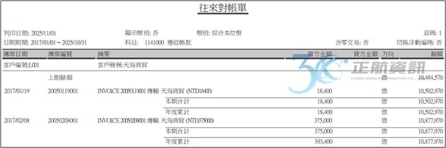 往來對帳單