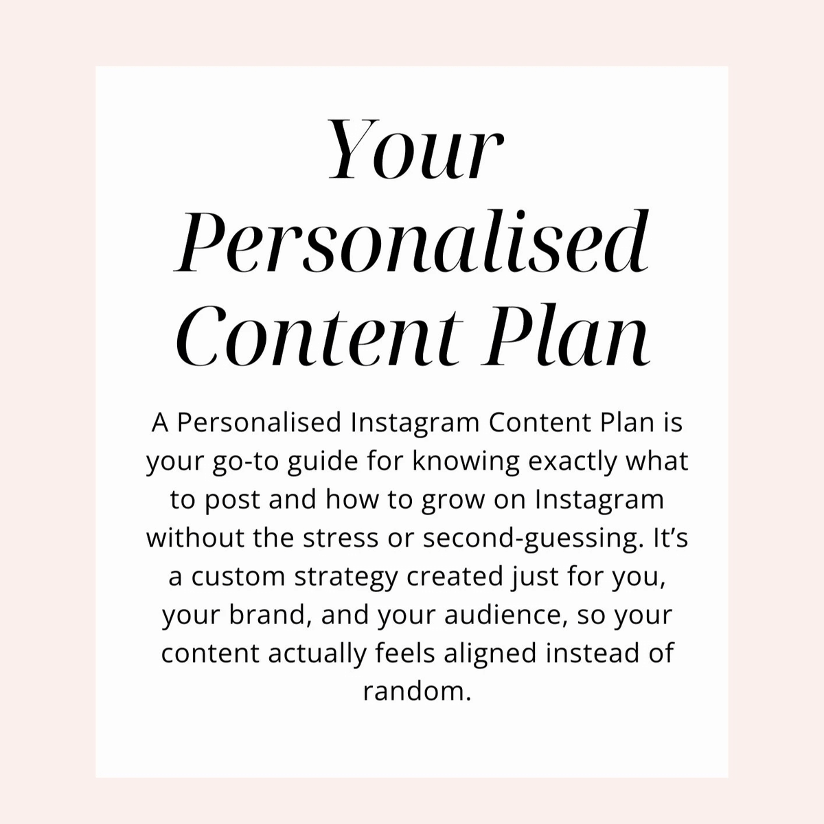 Personalised Content Plan