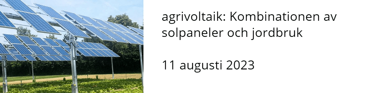 agrivoltaik: Kombinationen av solpaneler och jordbruk  11 augusti 2023
