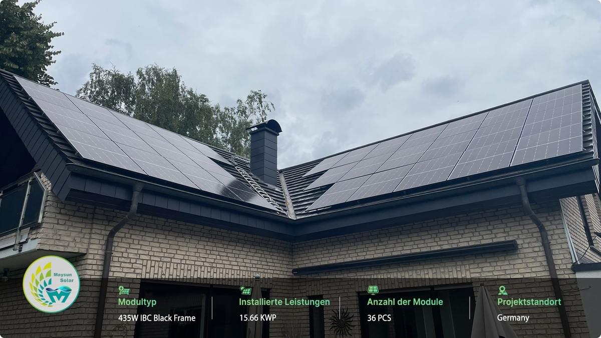 Applicazione dei moduli fotovoltaici IBC installati su tetti residenziali, che mostrano l’utilizzo reale dei prodotti più richiesti.