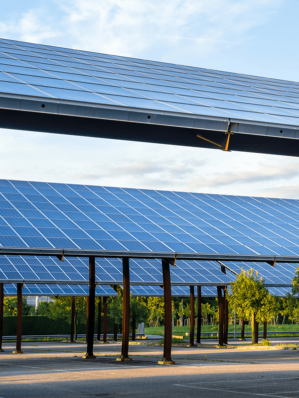 Moduli fotovoltaici e struttura di supporto del sistema pensilina.