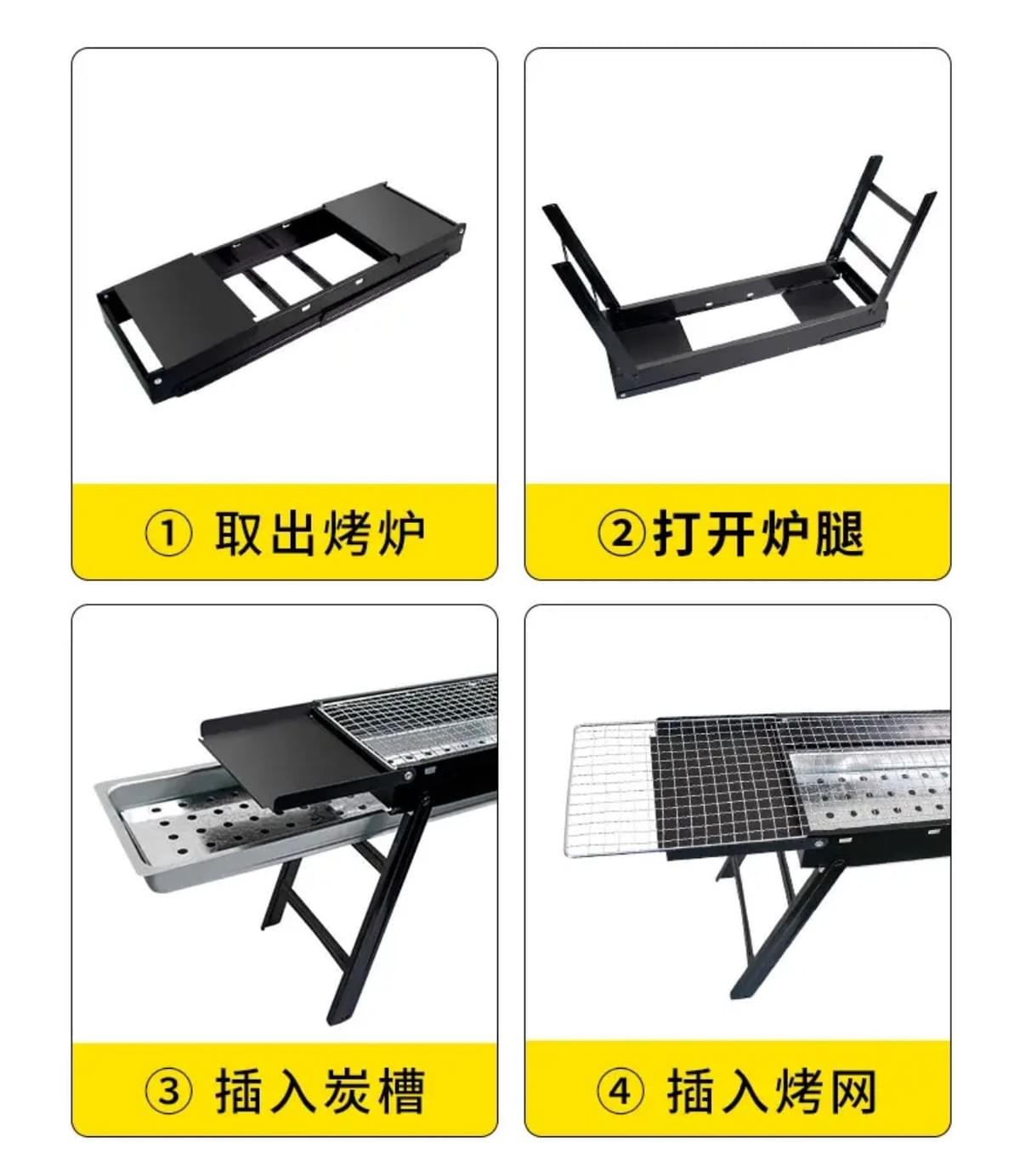 Foldable Stand Charcoal BBQ Grill Stainless Steel Portable Barbecue Grill for Outdoor Camping Garden