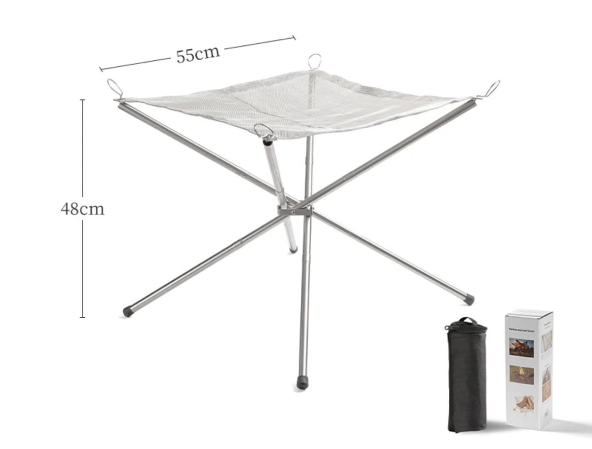 Campfire Fire Rack Backyard Heating Mesh Fire Pit Rack Folding Wood Stoves Rack Bonfire Frame