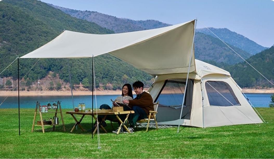 Good for 5-8 people tent and awning all in one for family 