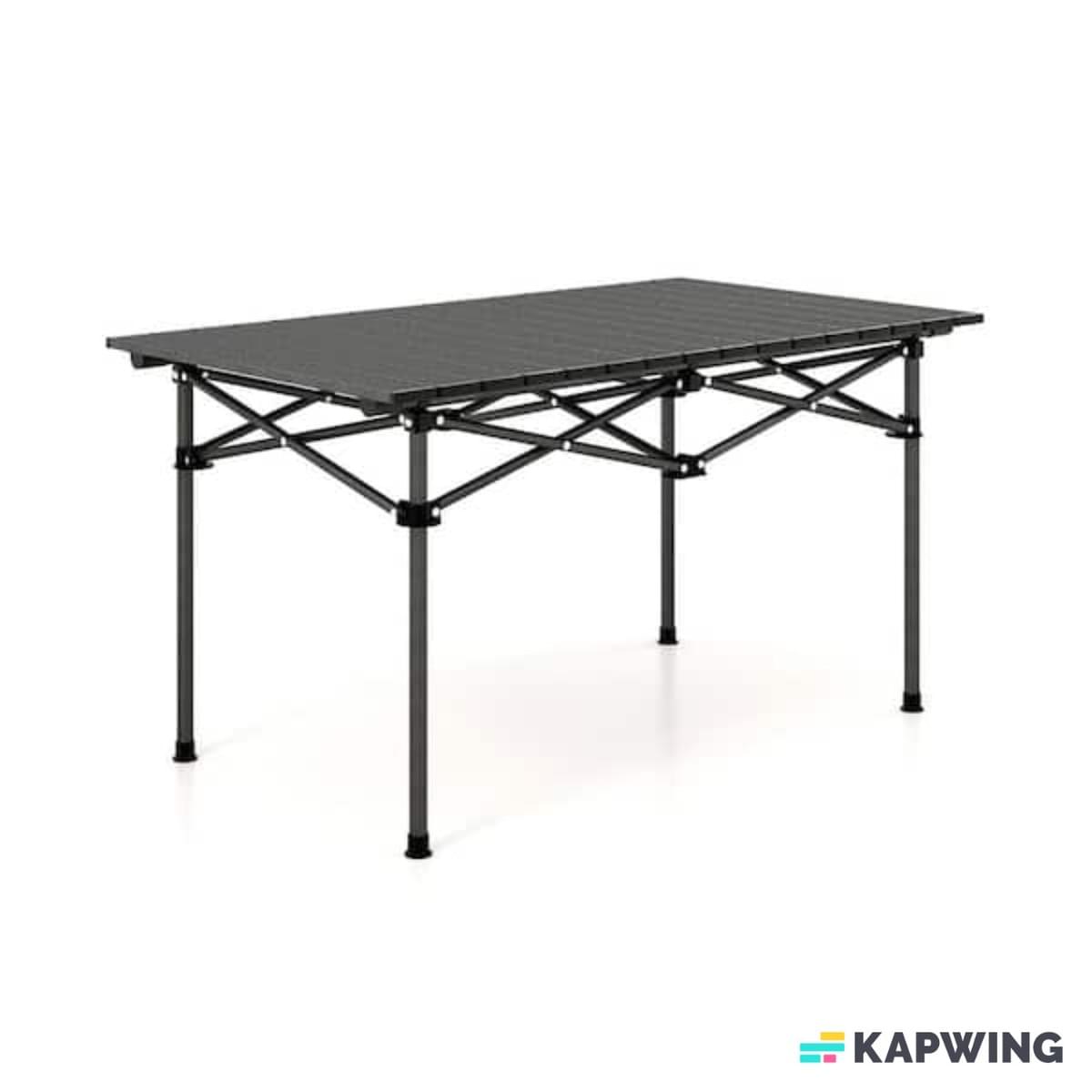 Black Portable Roll-up folding table for camping good for 4-6 person 120*55*50cm