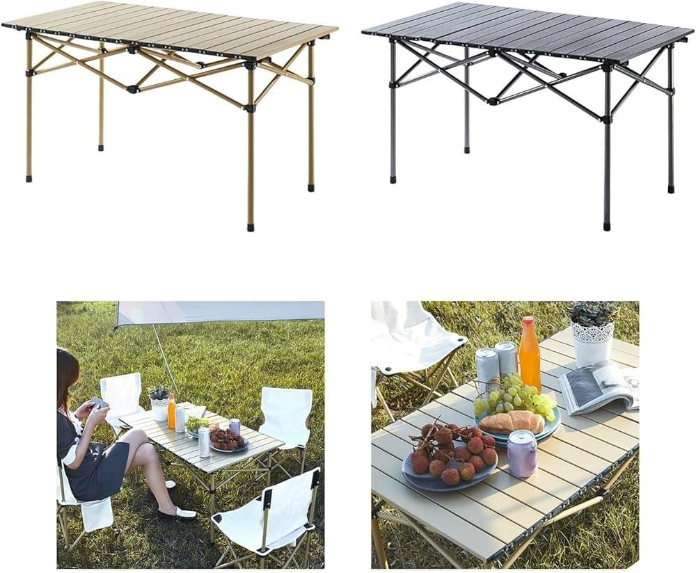 Beige foldable outdoor camping party picnic fishing table