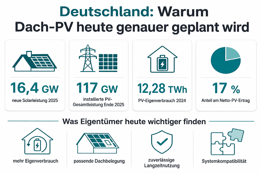 Daten zum deutschen Dach-PV-Markt und veränderte Anforderungen von Anlagenbetreibern