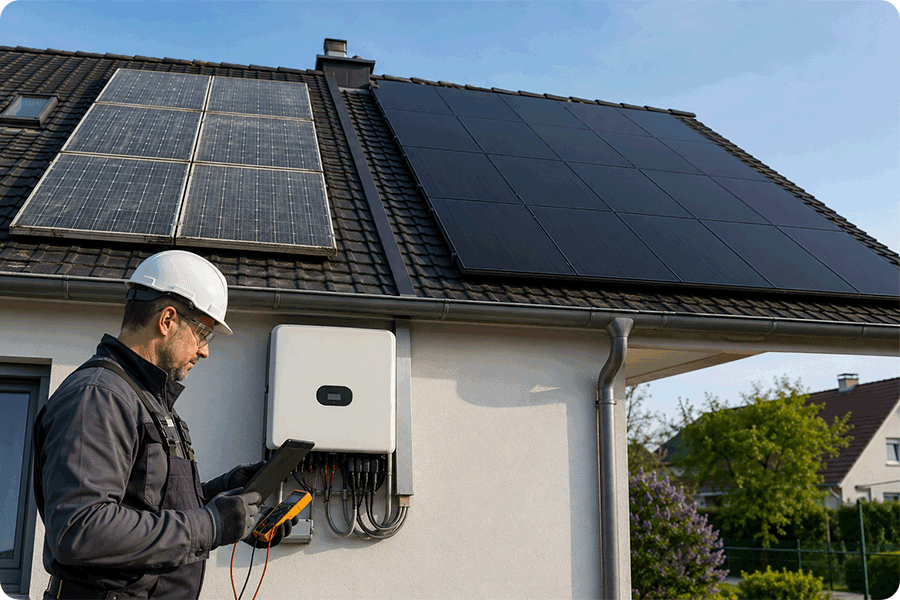 PV-Repowering mit alten und neuen Solarmodulen sowie Prüfung des vorhandenen Wechselrichters