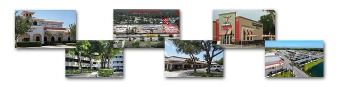 Collage of various types of commercial properties that Quest Company has managed, leased and/or sold over the years.