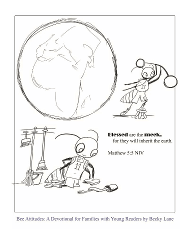 Bee-Attitudes Coloring Sheet, illustrated by Becky Lane