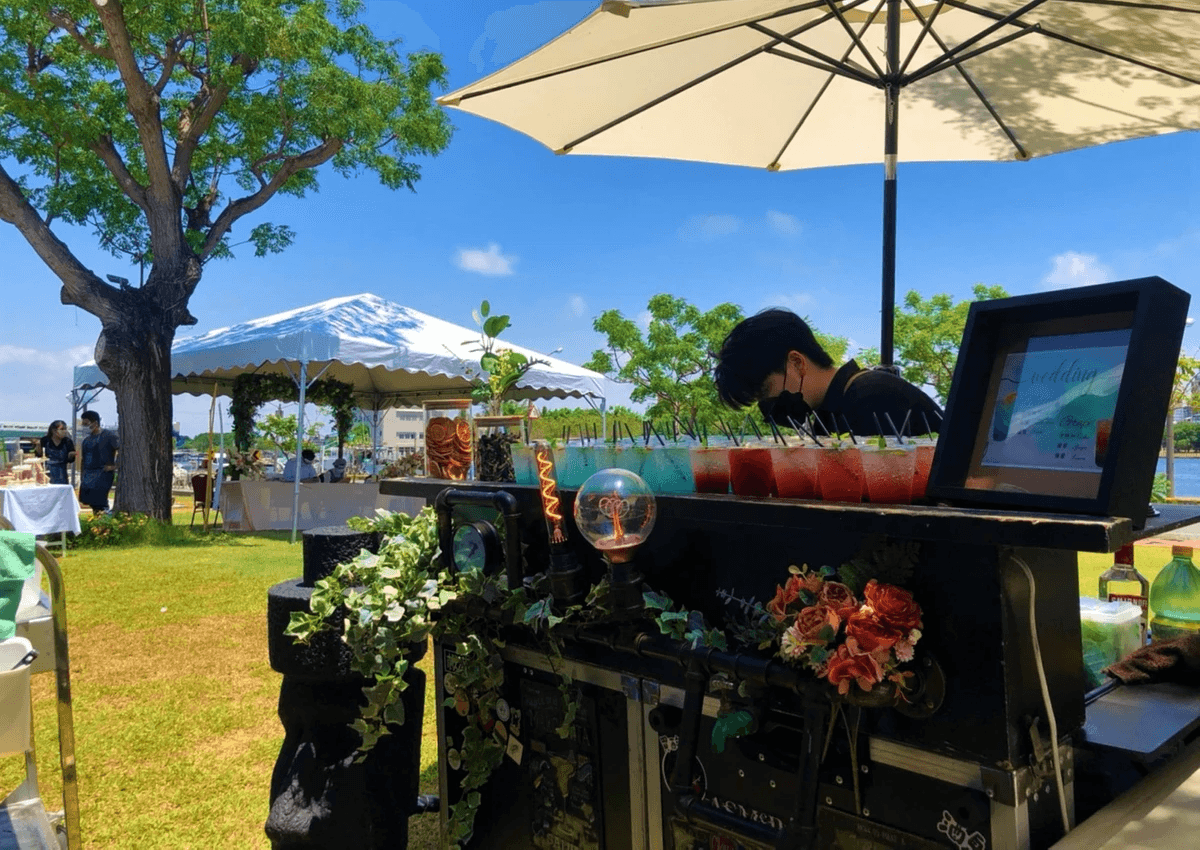 戶外婚禮行動酒吧 現場酒水動線配置