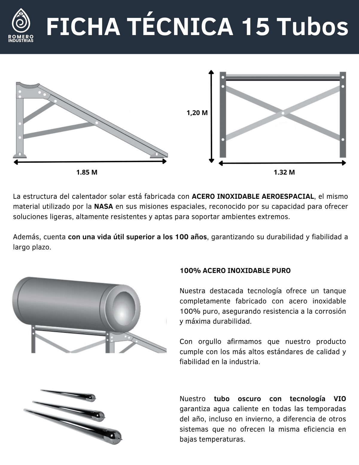 CALENTADOR SOLAR 15 TUBOS CON INSTALACIÓN