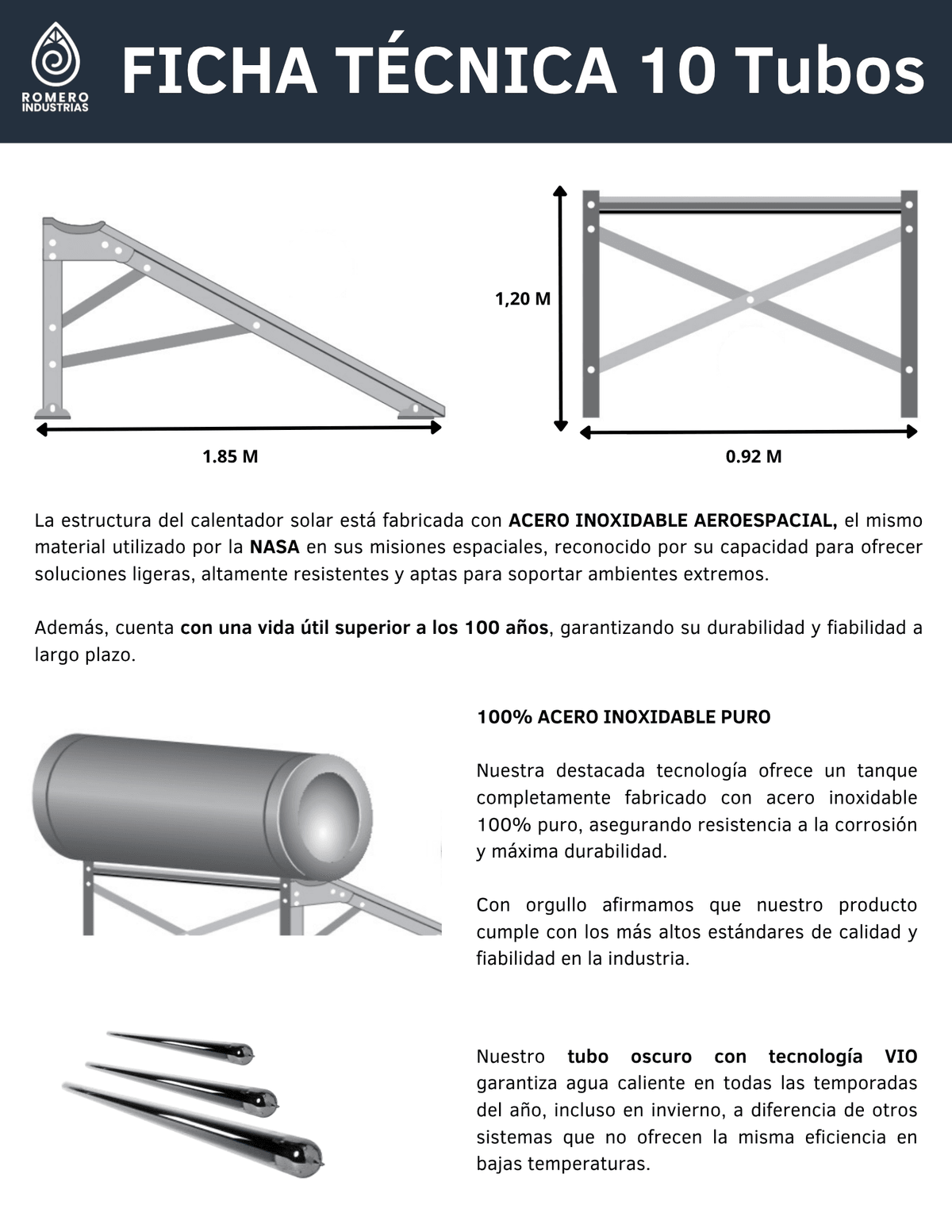CALENTADOR SOLAR 10 TUBOS CON INSTALACIÓN