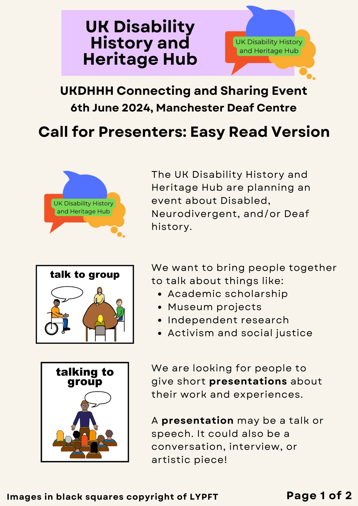 Easy. Read Call Call for Presenters: Easy Read version - Connecting and...