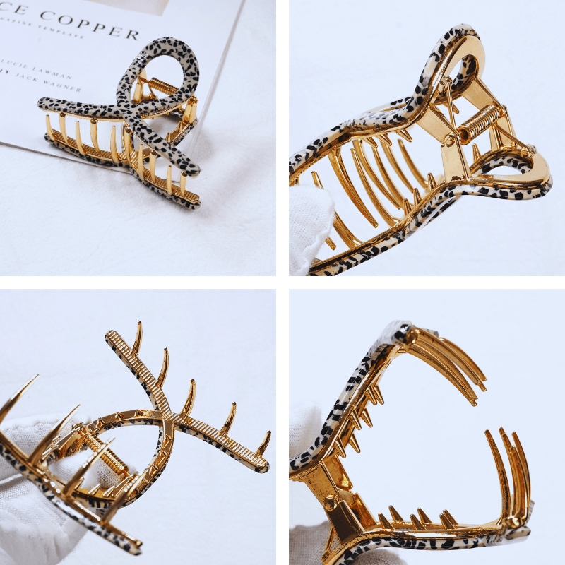 Elegant Metal Frame Acetate Decorated Hair Claw Styling Accessory