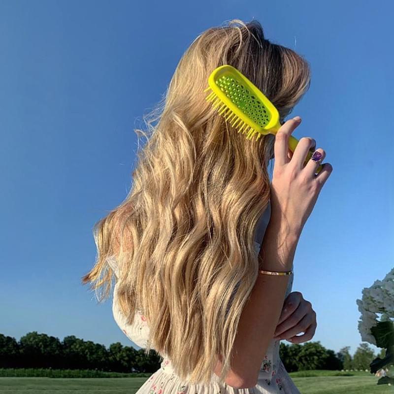 Colorful Plastic Detangling Hairbrush with Hexagonal Vents