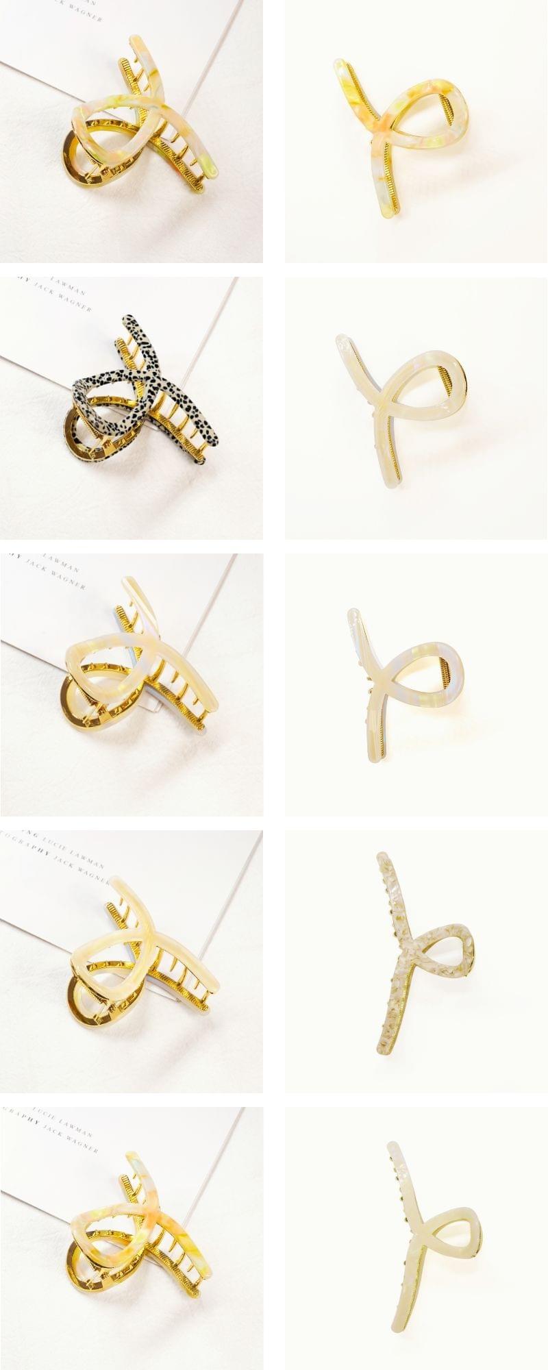 Elegant Metal Frame Acetate Decorated Hair Claw Styling Accessory