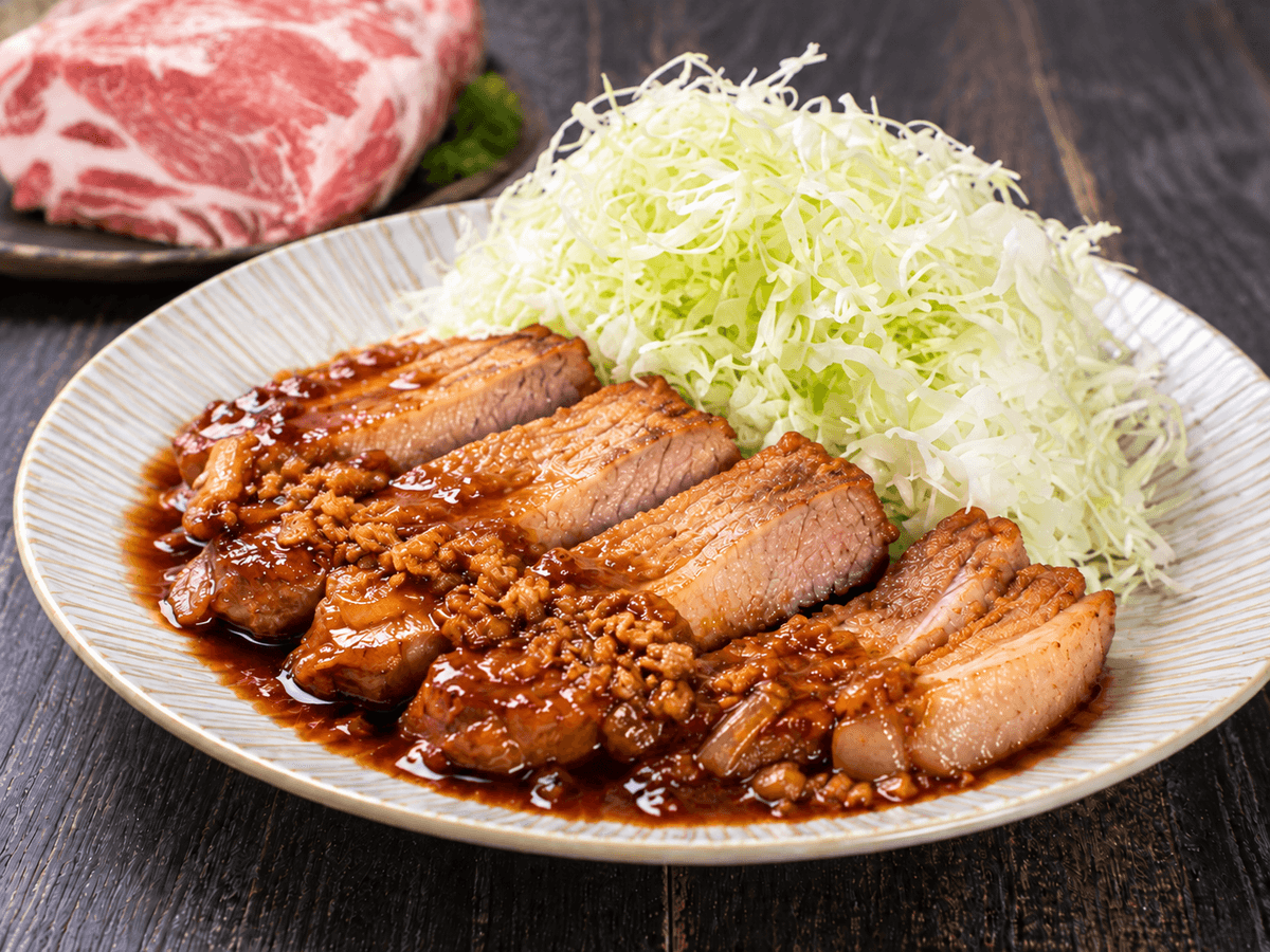 縄文スィートポークを使用した厚豚生姜焼きの調理イメージ
