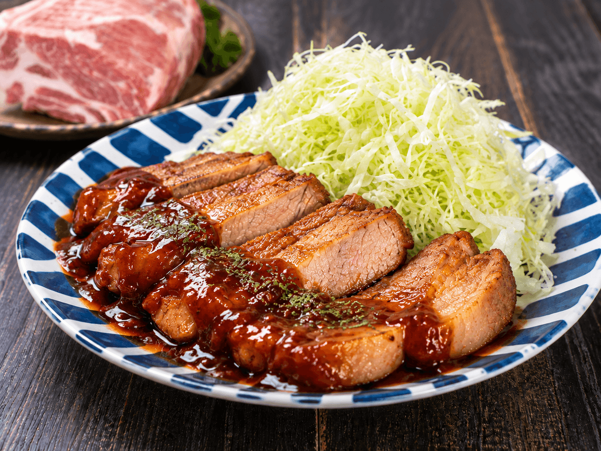 縄文スィートポークを使用した厚豚BBQソテーの調理イメージ