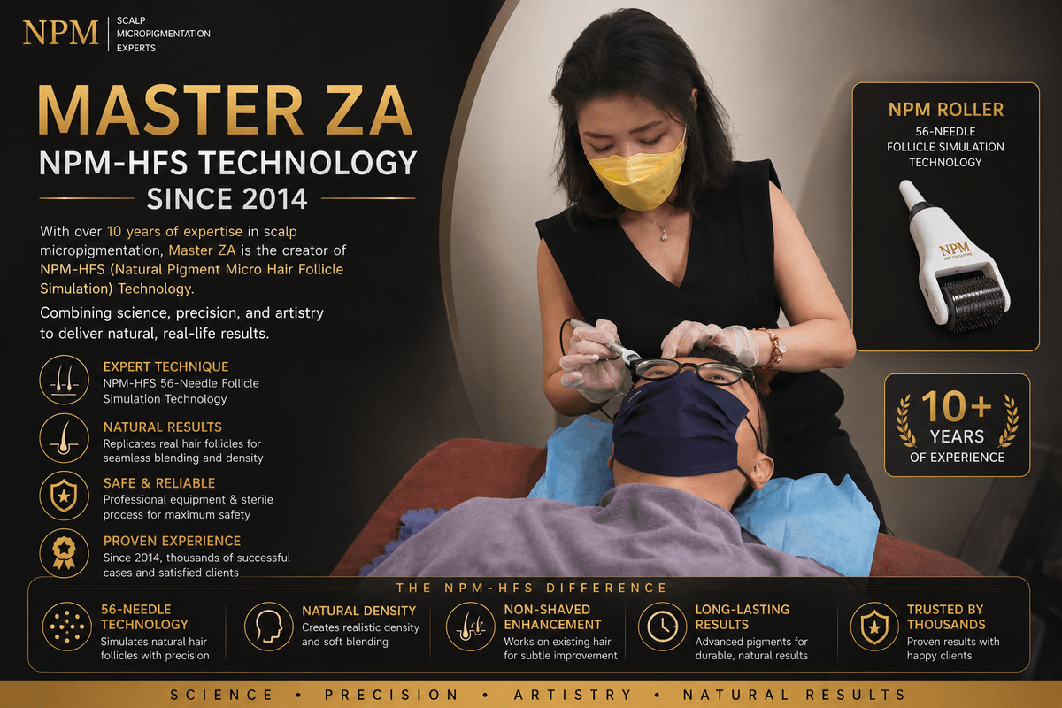 ZA老師 has been involved in scalp micropigmentation since 2014