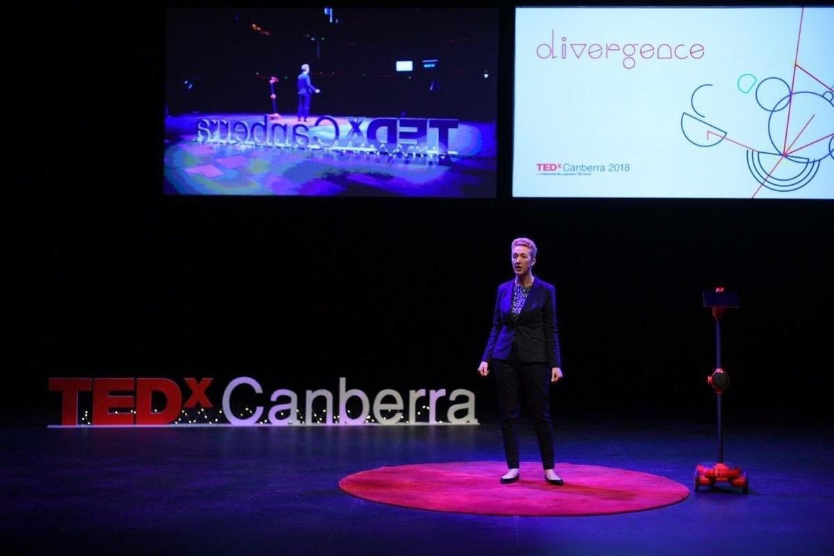 Robots4Good CEO, Megan Gilmour, at TEDx Canberra giving a TEDx Talk.