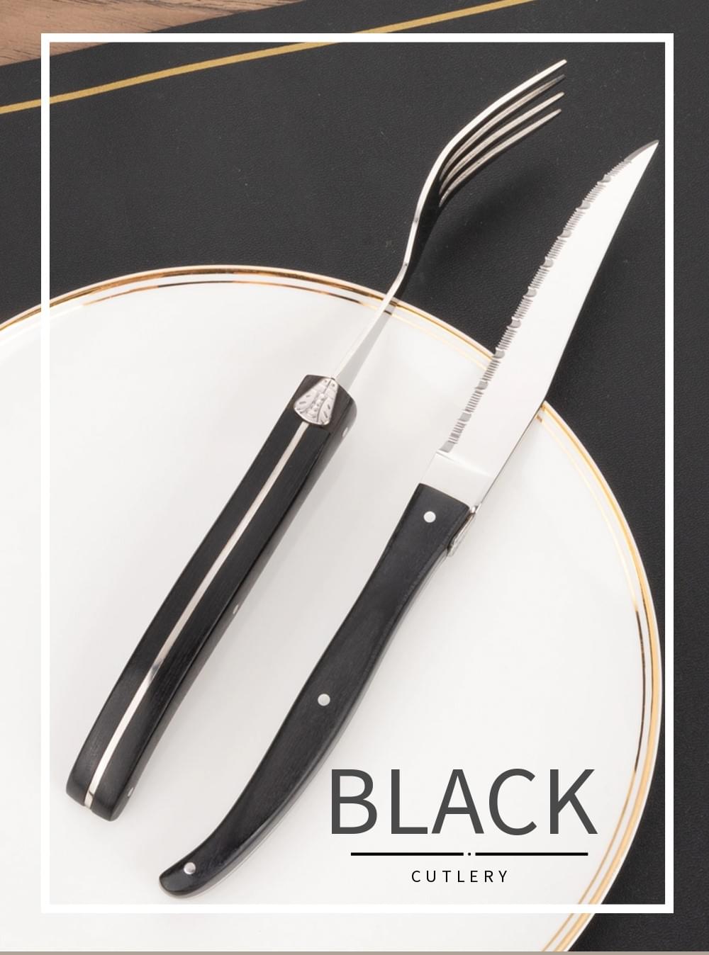 Cutlery with black wooden handle-raw