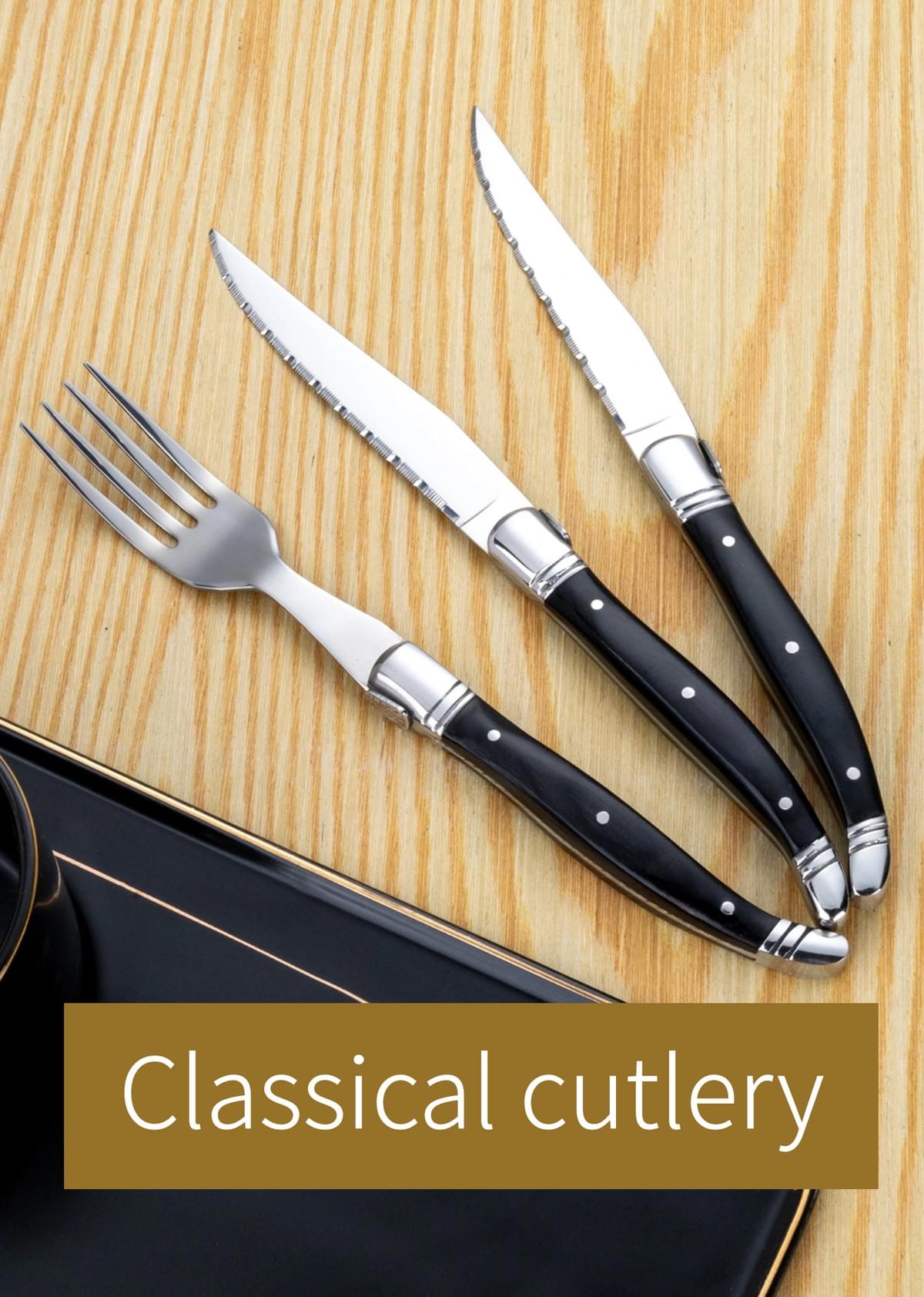 Cutlery with black wooden handle-classic