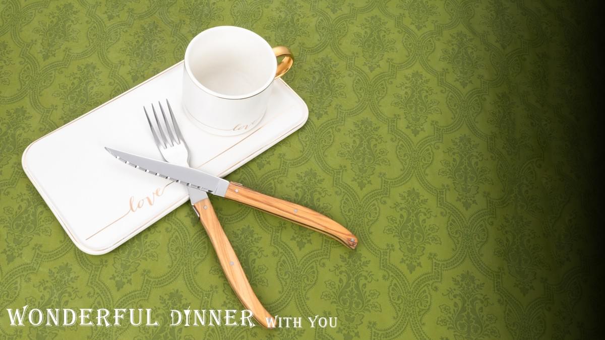 Cutlery with olive wooden handle-raw