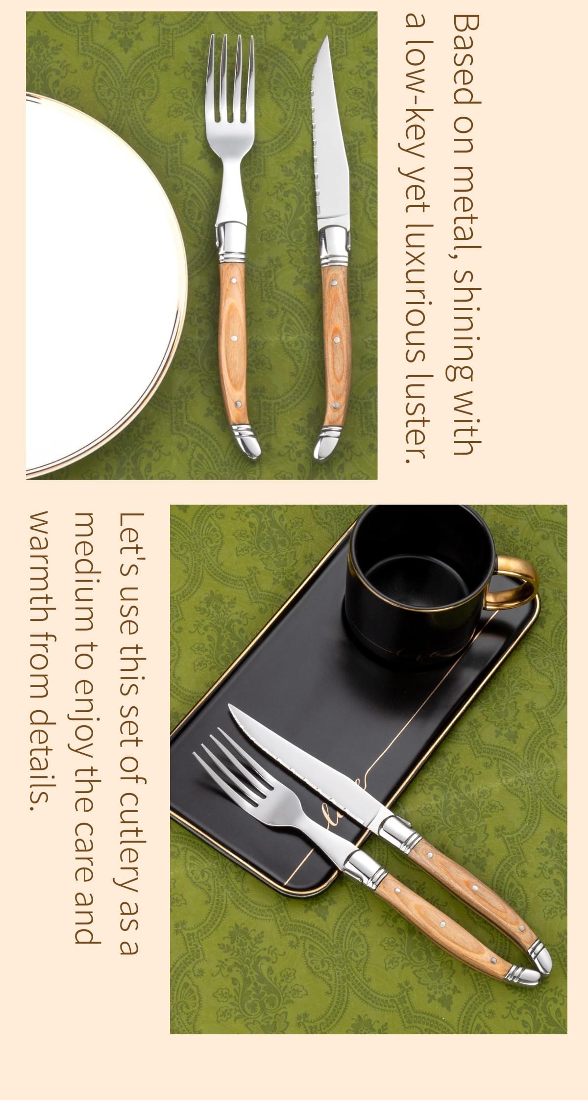 Cutlery with yellow wooden handle-classic