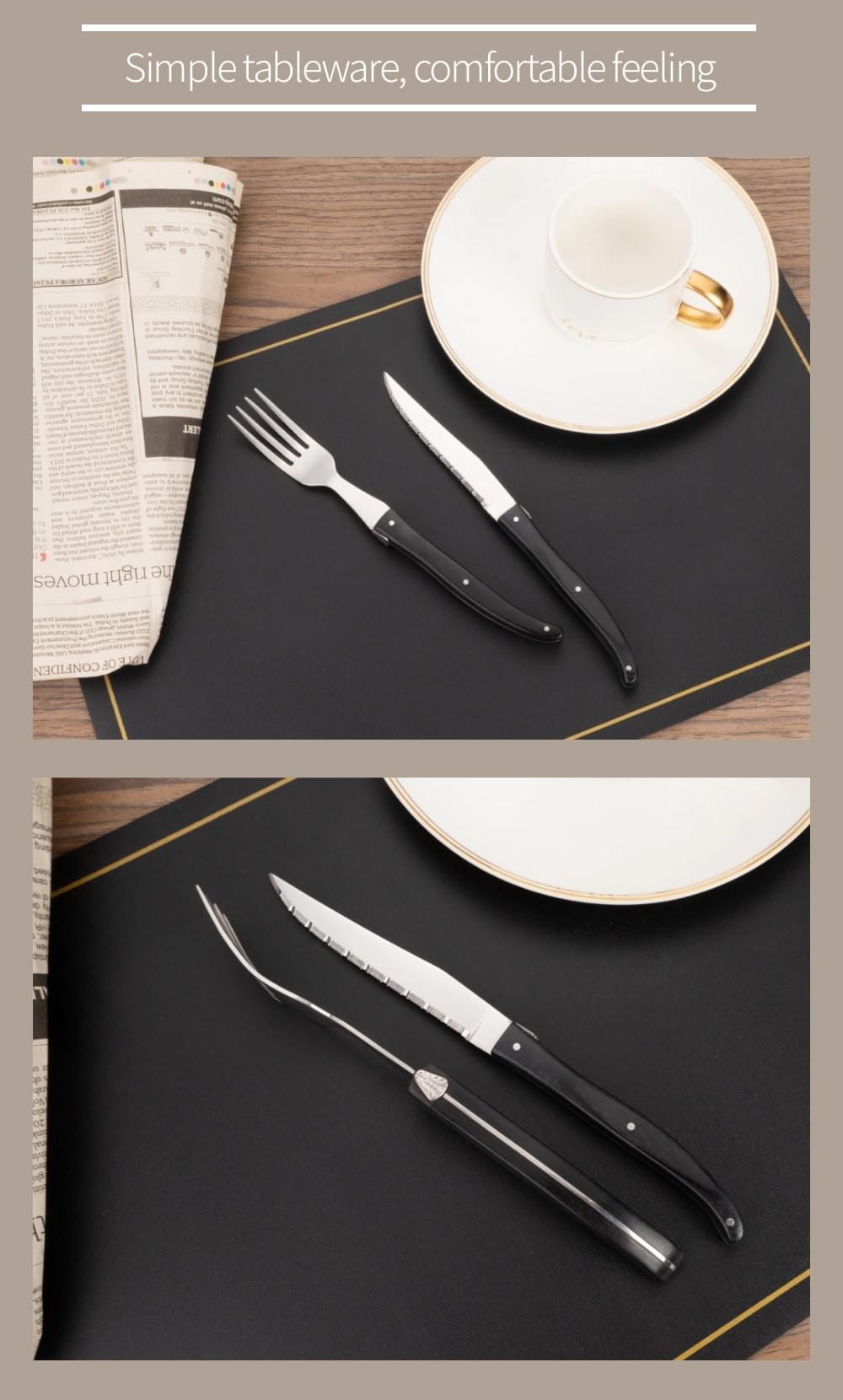 Cutlery with black wooden handle-raw