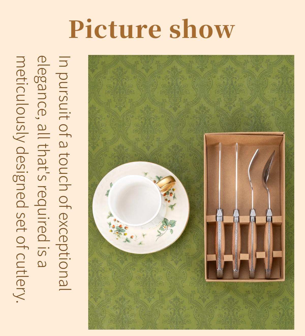 Cutlery with yellow wooden handle-classic