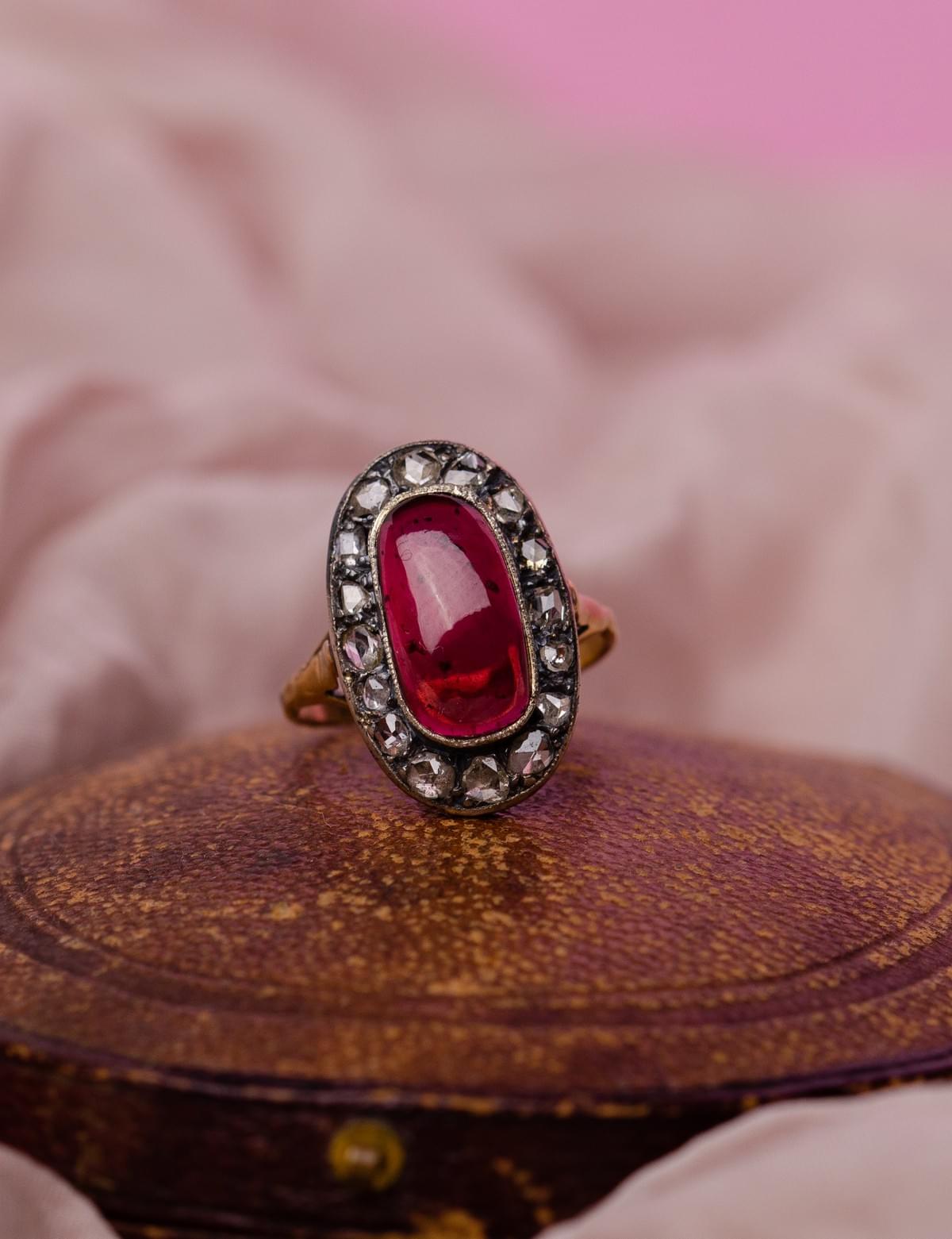 Garnet and diamond ring