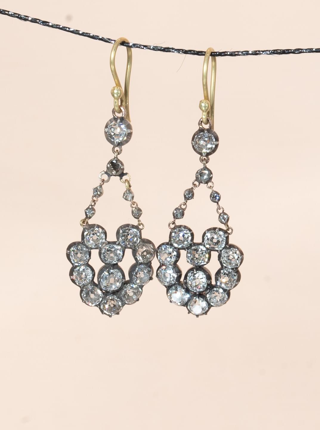 Diamond dangling earrings