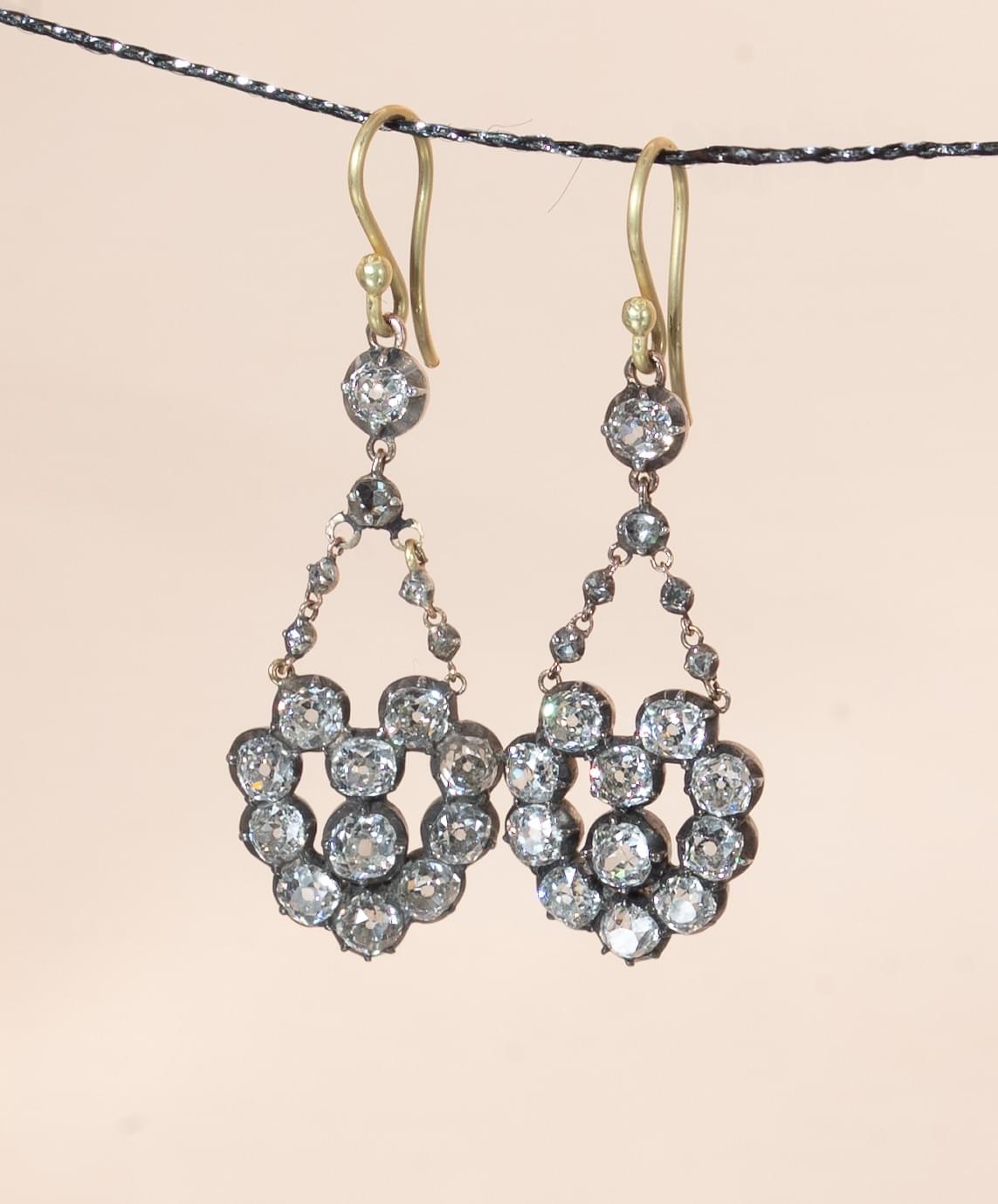 Diamond dangling earrings