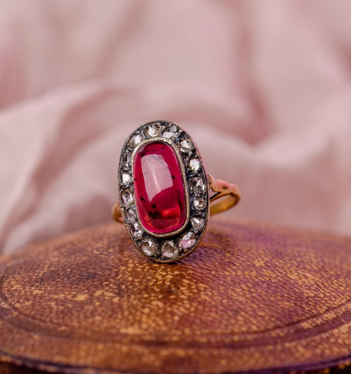 Garnet and diamond ring
