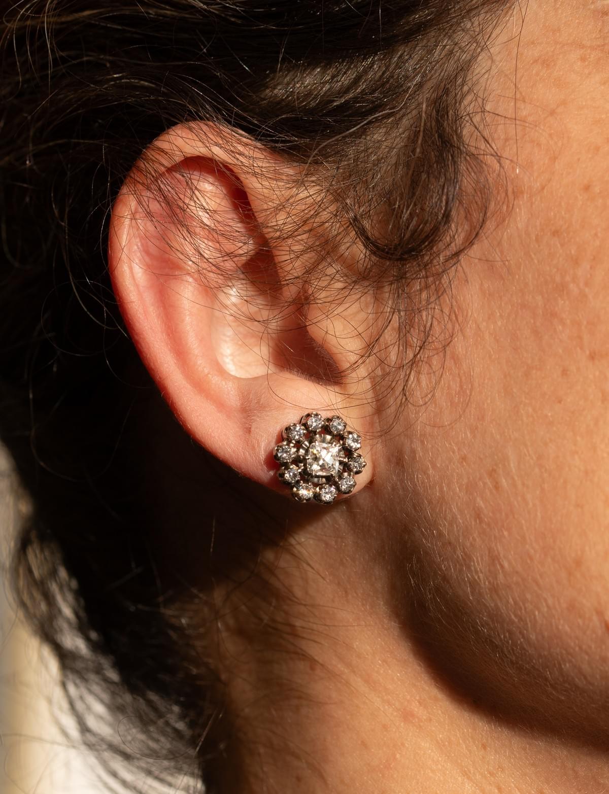 Diamond cluster earrings