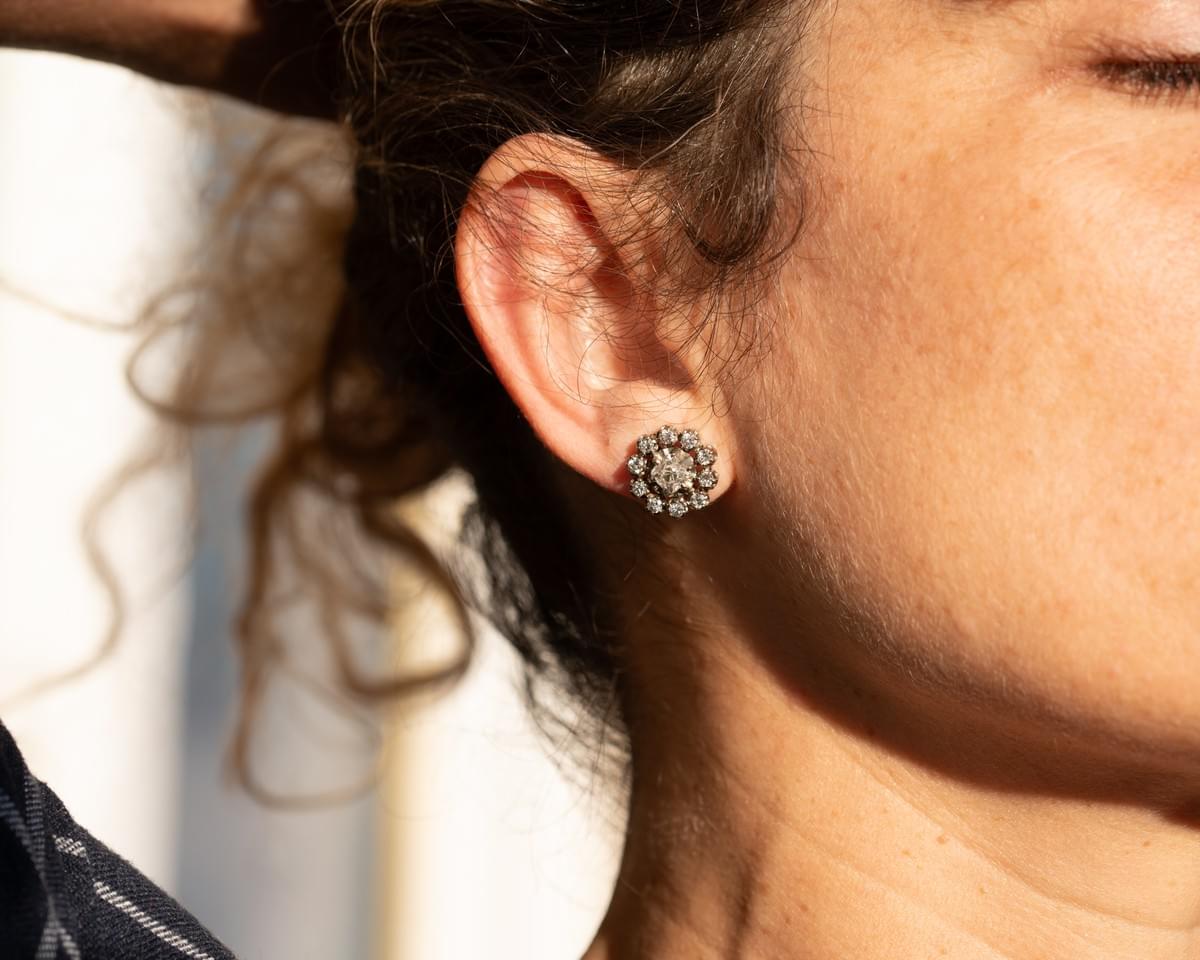 Diamond cluster earrings