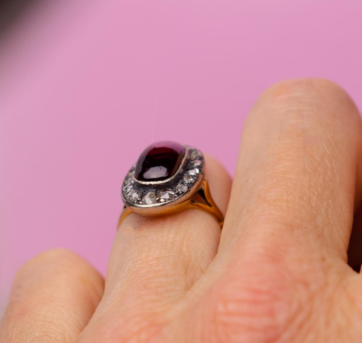 Garnet and diamond ring