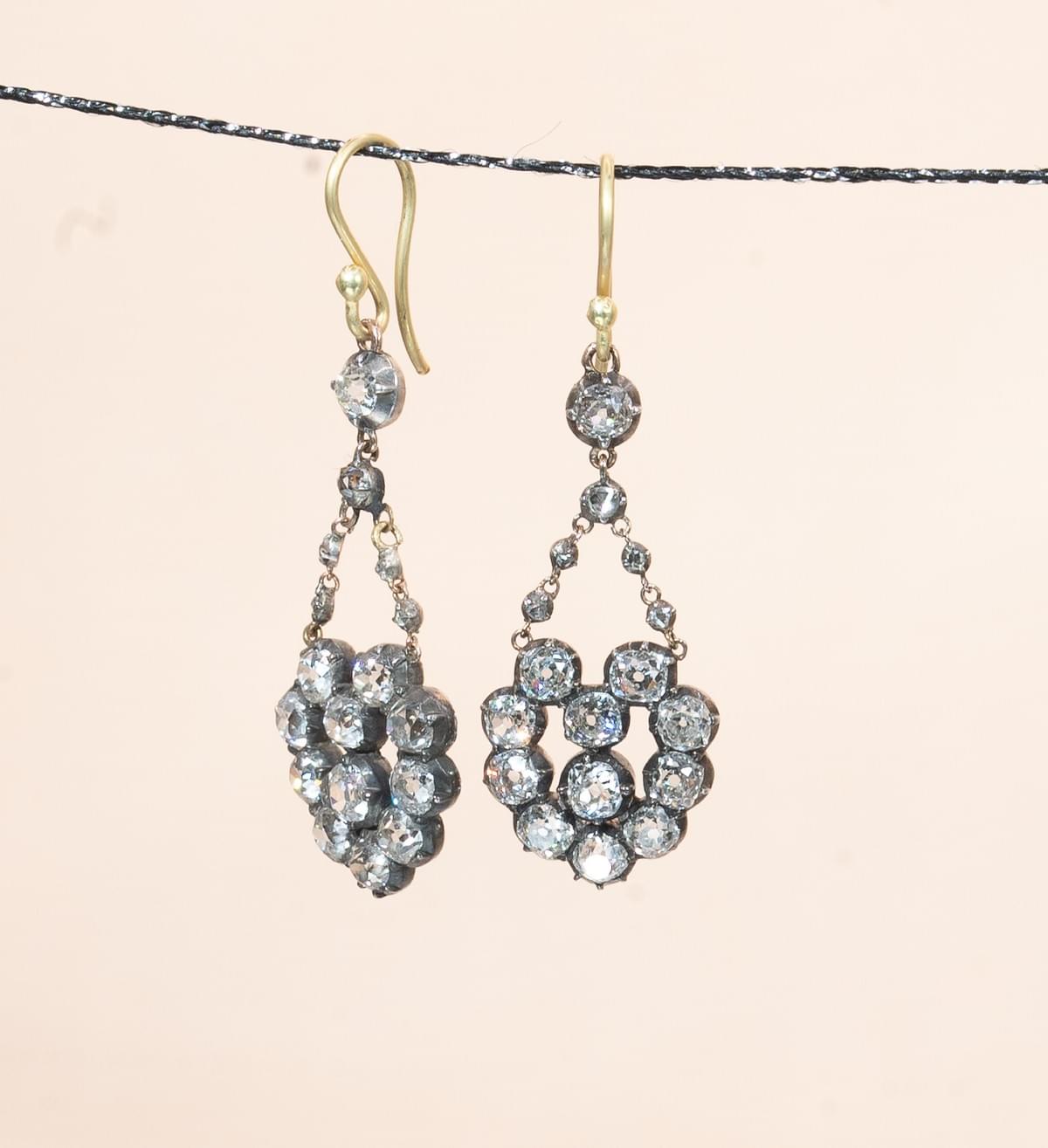 Diamond dangling earrings