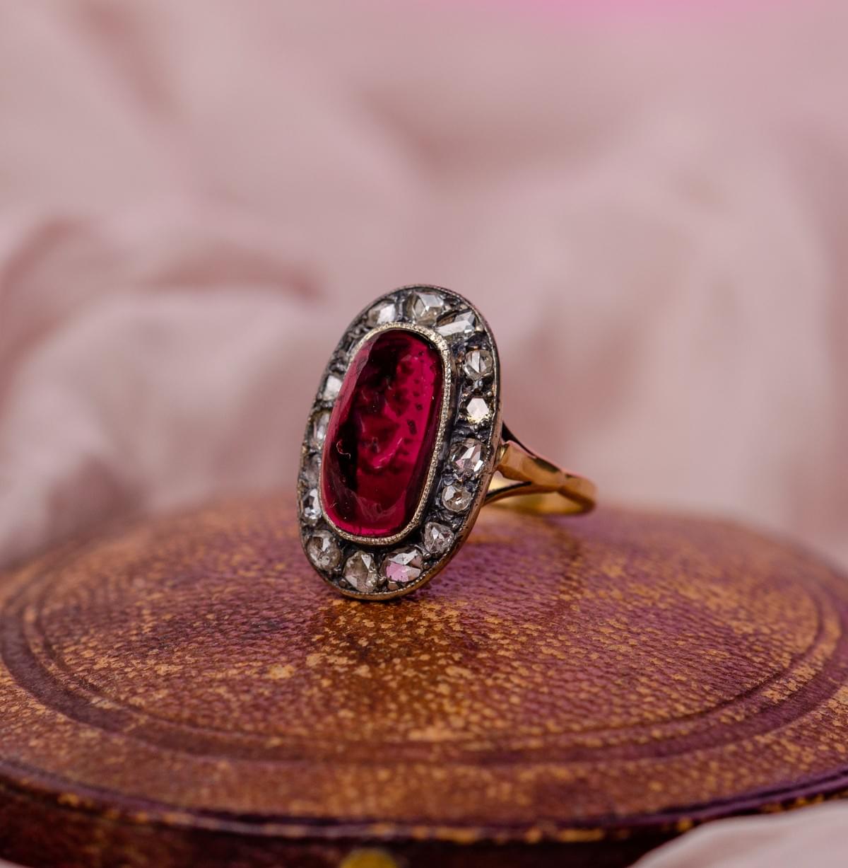 Garnet and diamond ring