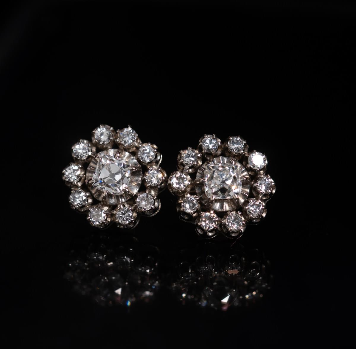 Diamond cluster earrings