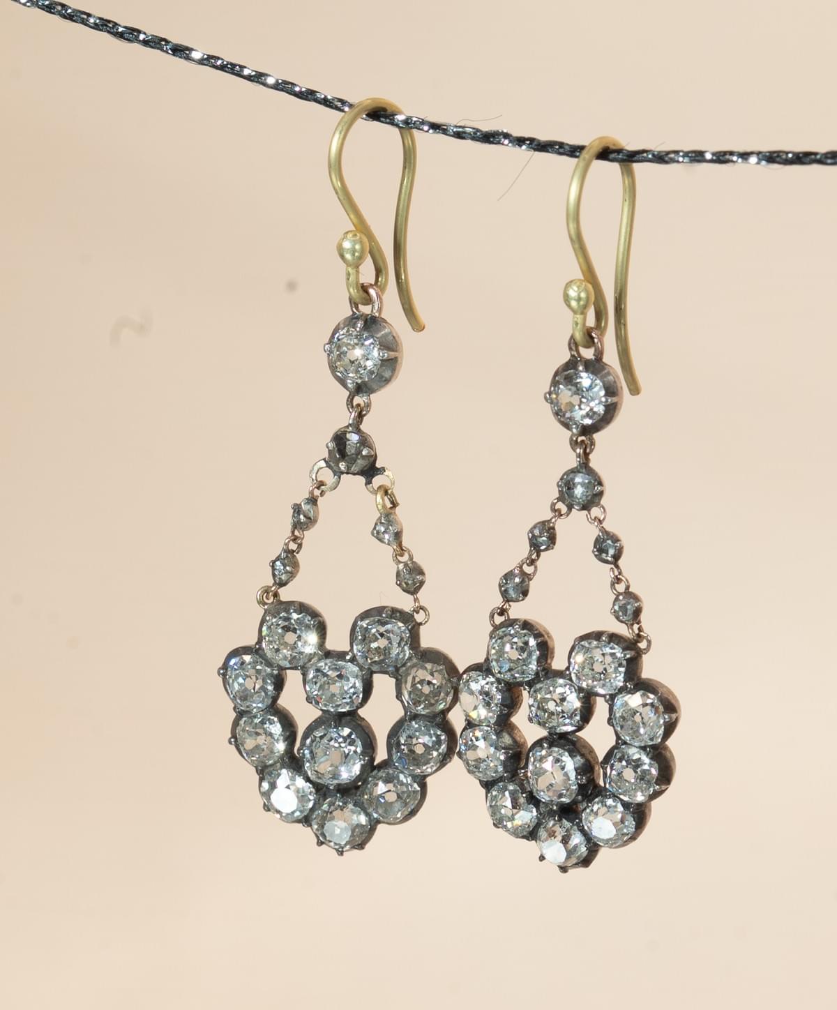 Diamond dangling earrings
